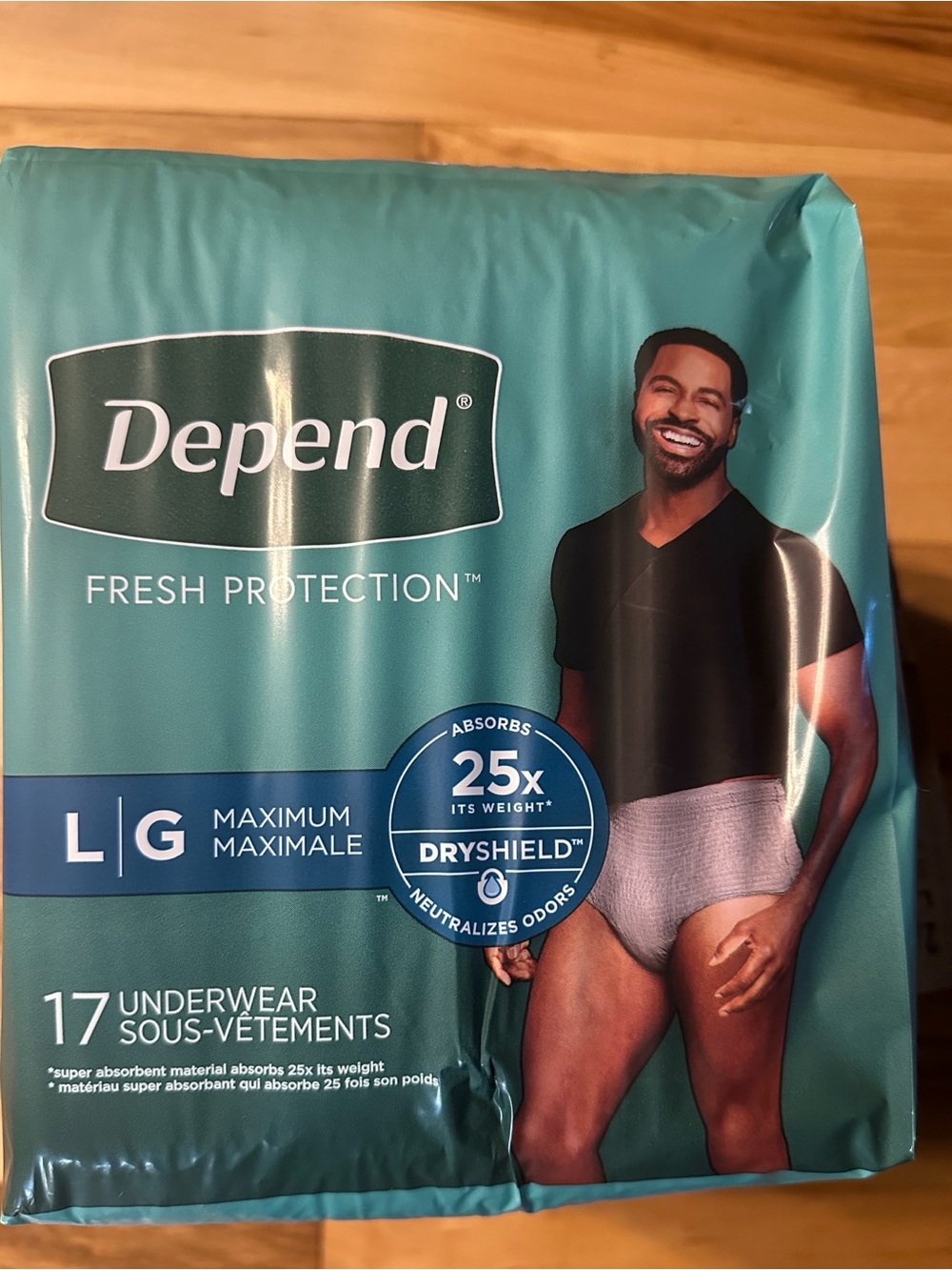 Depend Fresh Protection Men's Maximum Absorbency Underwear - Large/Gray